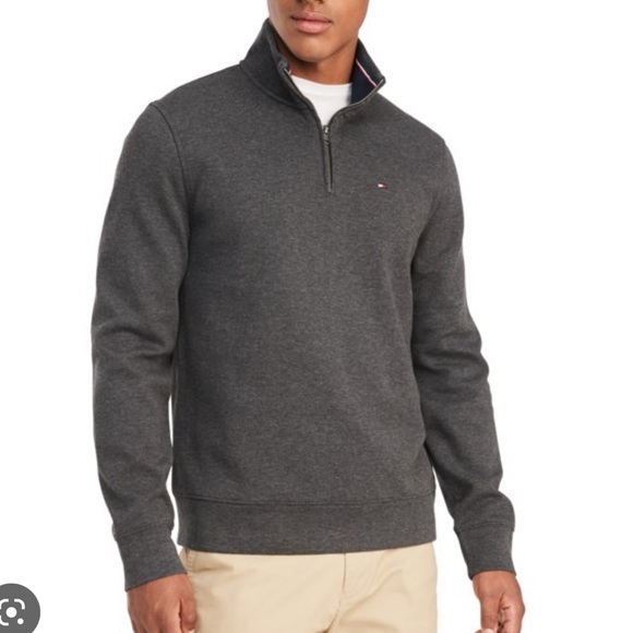 Tommy Hilfiger - Quarter Zip Sweater - Dark Charcoal - Picture 1 of 7